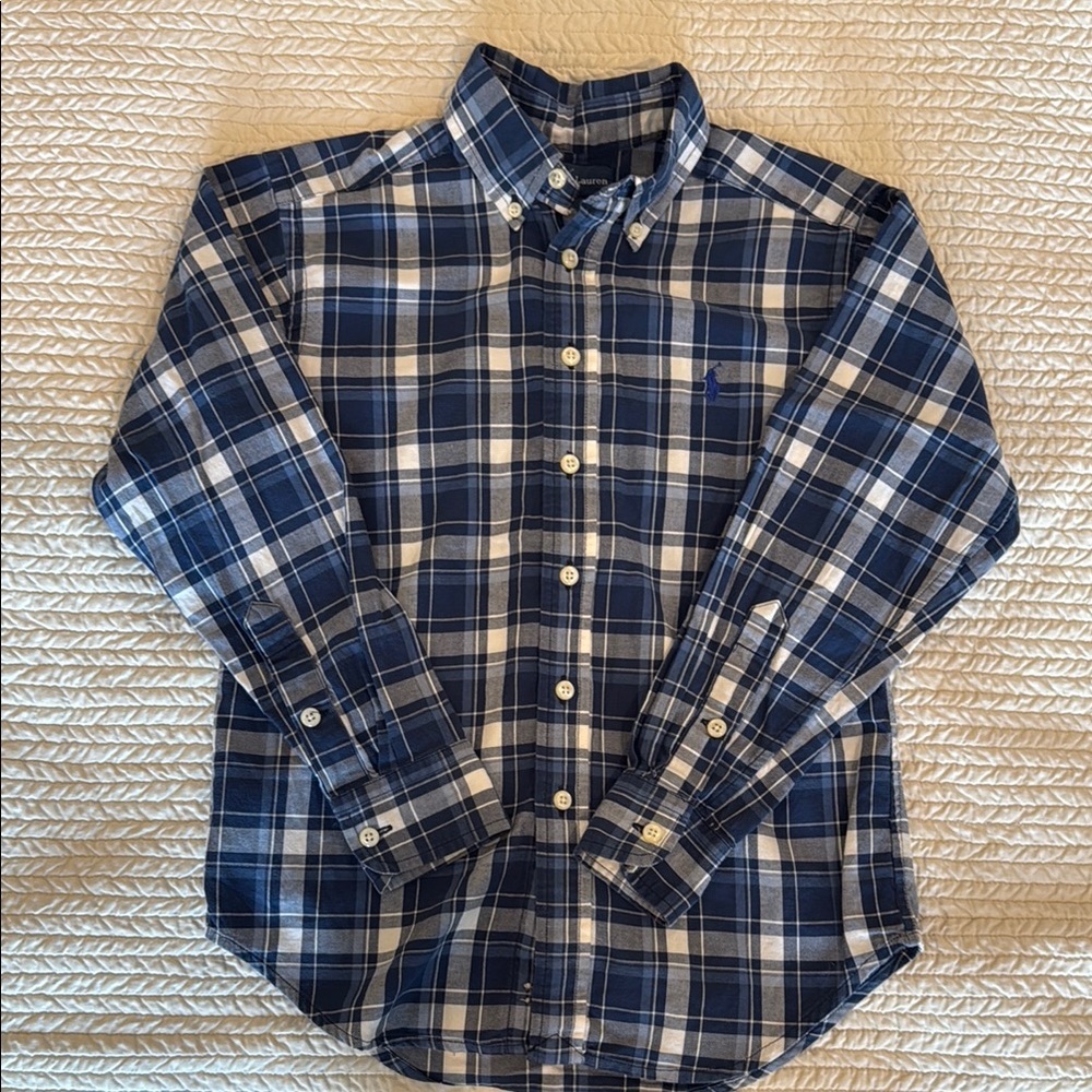 Ralph Lauren Blue Plaid Button-Down Shirt, S (8)